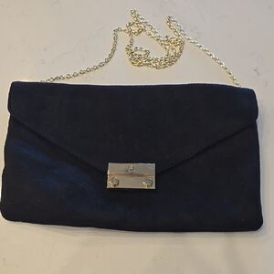 INC International Concepts Black Clutch with Gold Chain